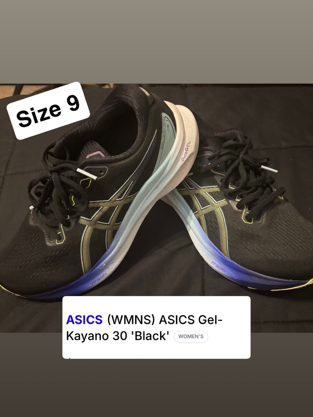 Asics Women's Running Shoes — Black with Gradient Blue/Purple Midsole